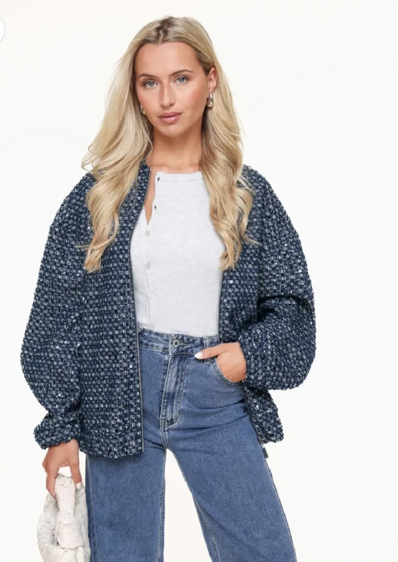 Bomberjacke mit Strasssteinen