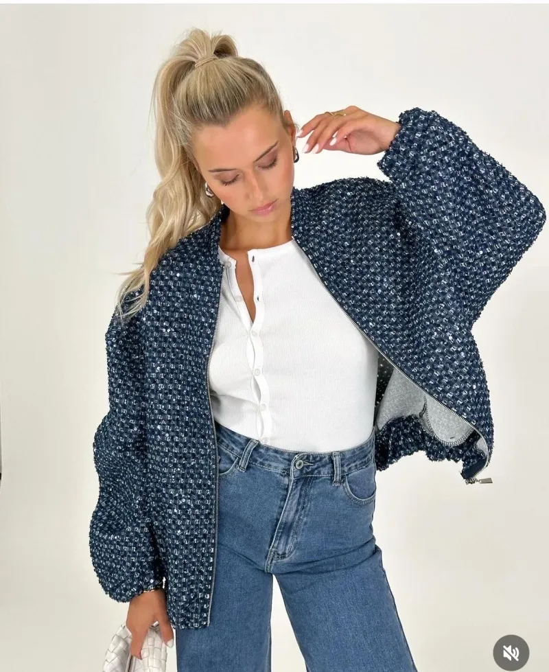 Bomberjacke mit Strasssteinen