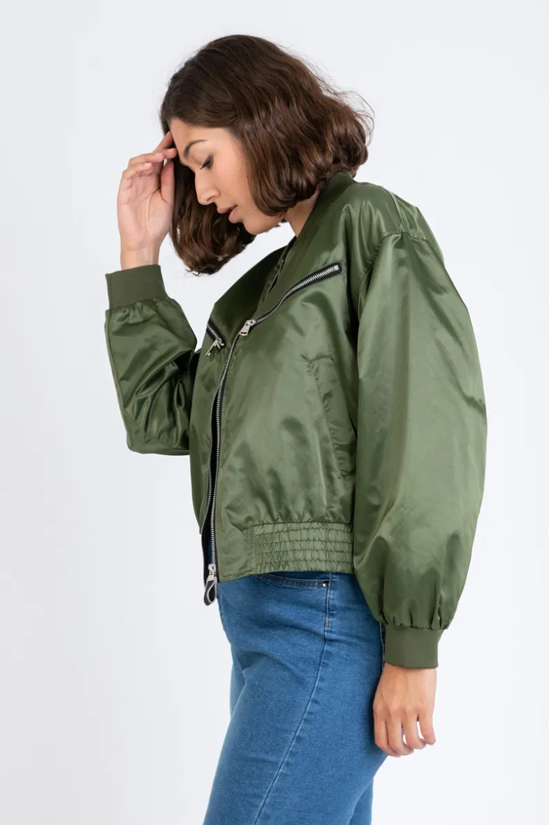 Große Khaki-Bomberjacke (C6535)