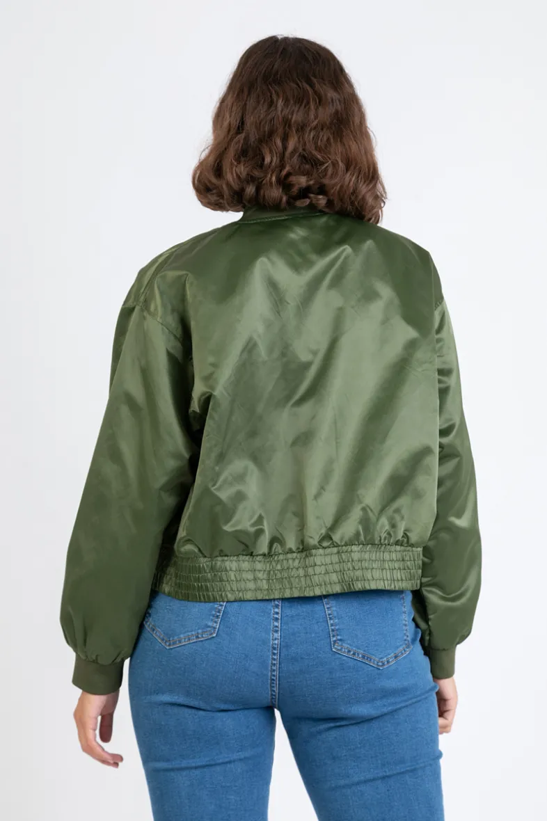 Große Khaki-Bomberjacke (C6535)