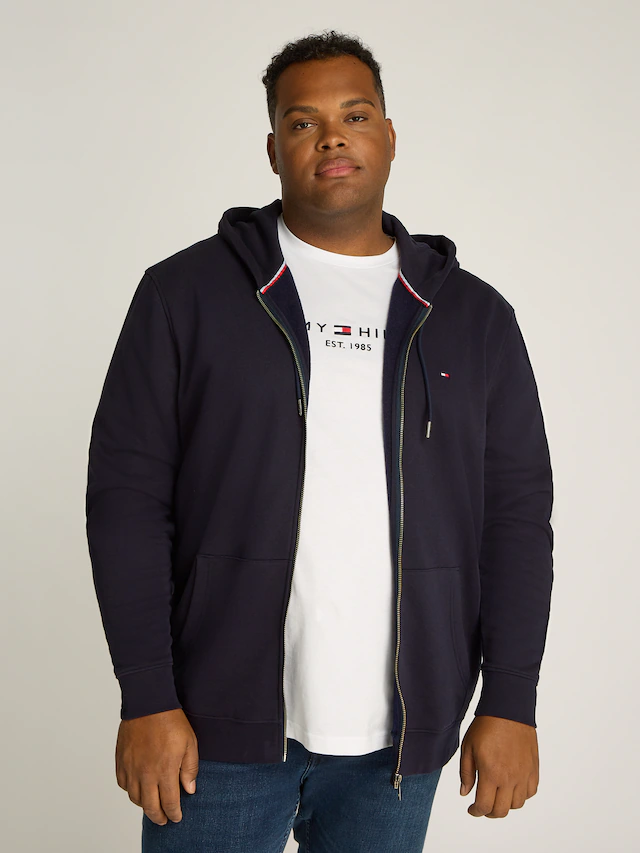 Tommy Hilfiger Big & Tall Sweatjacke »BT-IM NA FLAG LOGO ZP THRU HDY-B«, Grosse Grössen mit Logostickerei online kaufen | Je